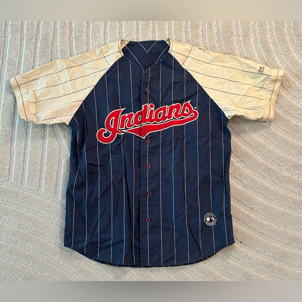 Vintage 90s Mirage Cleveland Indians MLB Baseball Pinstripe Jersey - M